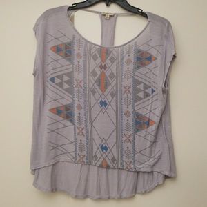 Short Sleeve Aztec Print Top and Open Back